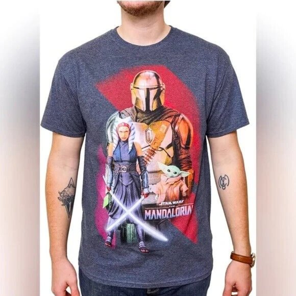 MENS Star Wars GRAY Licensed Mandalorian tshirt- NEW  sx XL - Picture 1 of 4